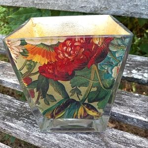 Floral Glass Square Container